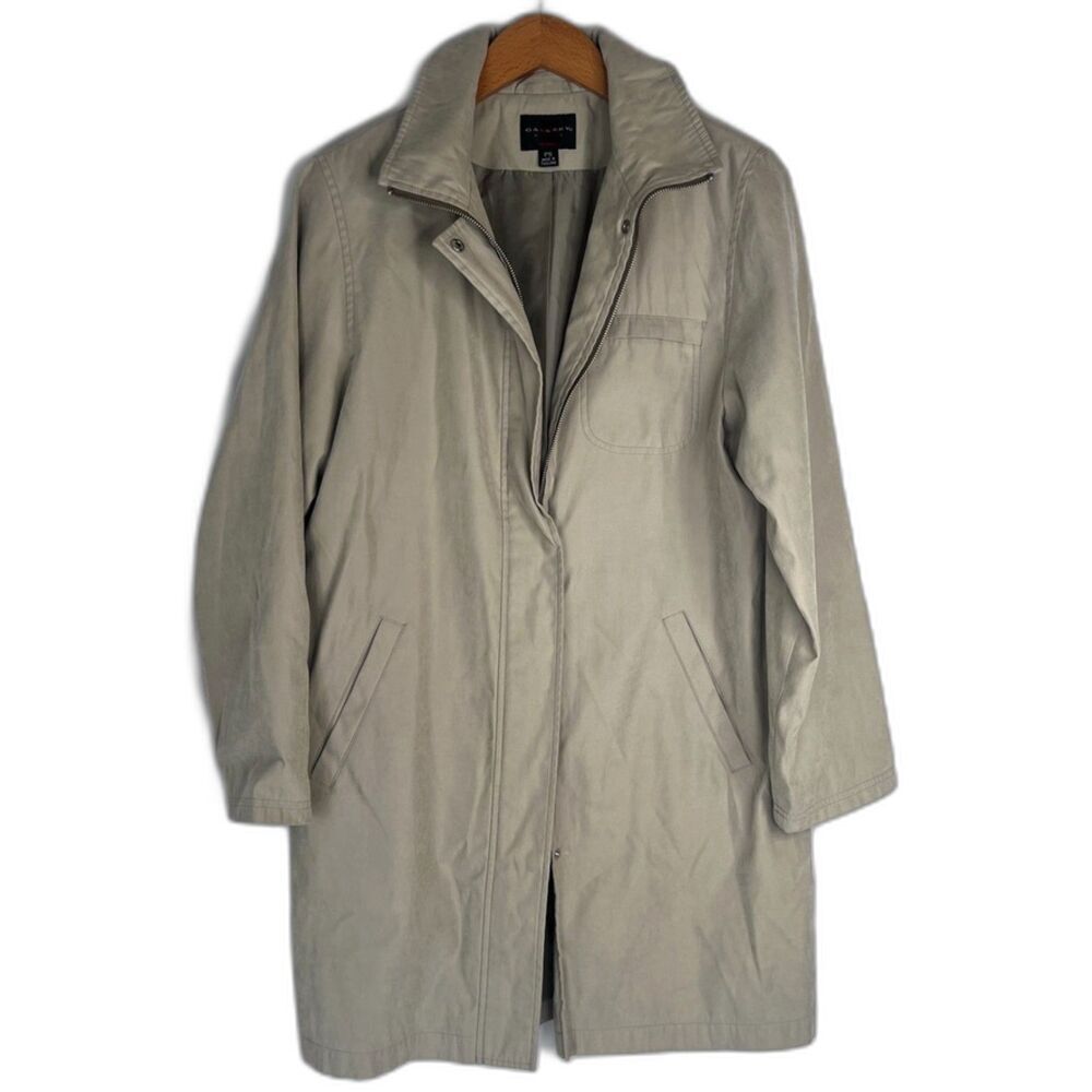 Gallery Tan Full Zip Trench Coat‎ Size Petite Small